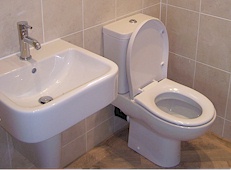 Bathroom, tolilet and basin